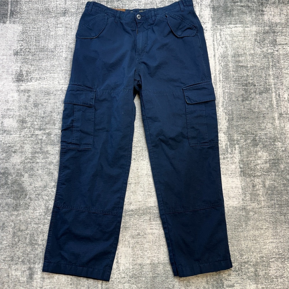J Peterman Cargo Pants Mens 34 Blue Ripstop Utility Military Surplus Adjustable